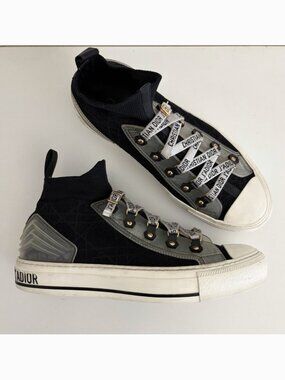Christian Dior Walk'n Dior High Top Sneakers Womens Size 39 / 9 US Black Knit